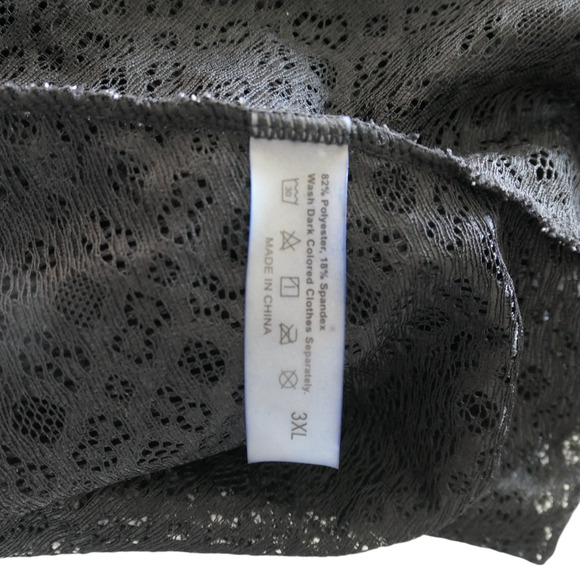 Black Swim Cover Up Womens 3XL Dolman Sleeve Elastic Waist Strech V Front Back - Picture 9 of 10